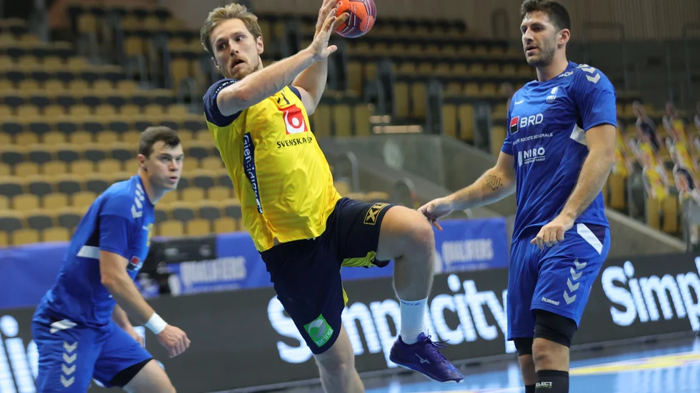 Albin Lagergren missar handbolls-VM efter att ha testat positivt för covid-19. Arkivbild.