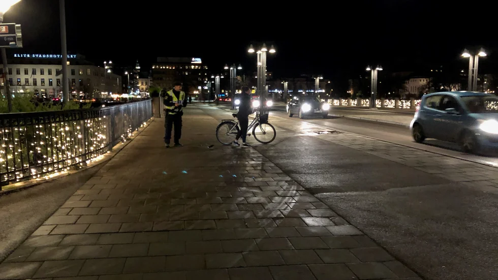 Bild från torsdagskvällens cykel-insats i Eskilstuna. 