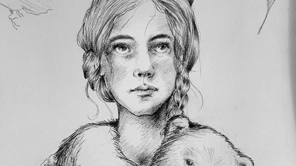 Katarina Nilsson, "Björnunge", teckning i blyerts.