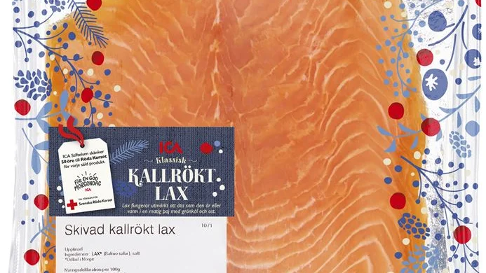 Återkallelsen gäller ICA Kallrökt skivad lax 150 gram, och gäller endast för förpackningen märkta med bäst-före-datum 16-01-21.