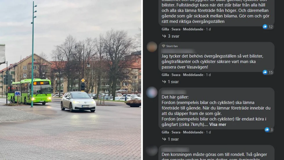 Många är frustrerade över utformningen av den relativt nya korsningen mellan Fredsgatan och Vasavägen. Här syns ett axplock av de kommentarer som inkommit på tidningens Facebook-sida. 