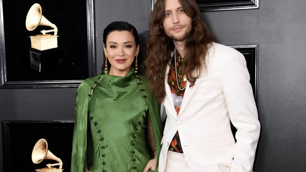 Serena Goransson och Ludwig Göransson när de anlände till Annual Grammy Awards natten till måndagen.