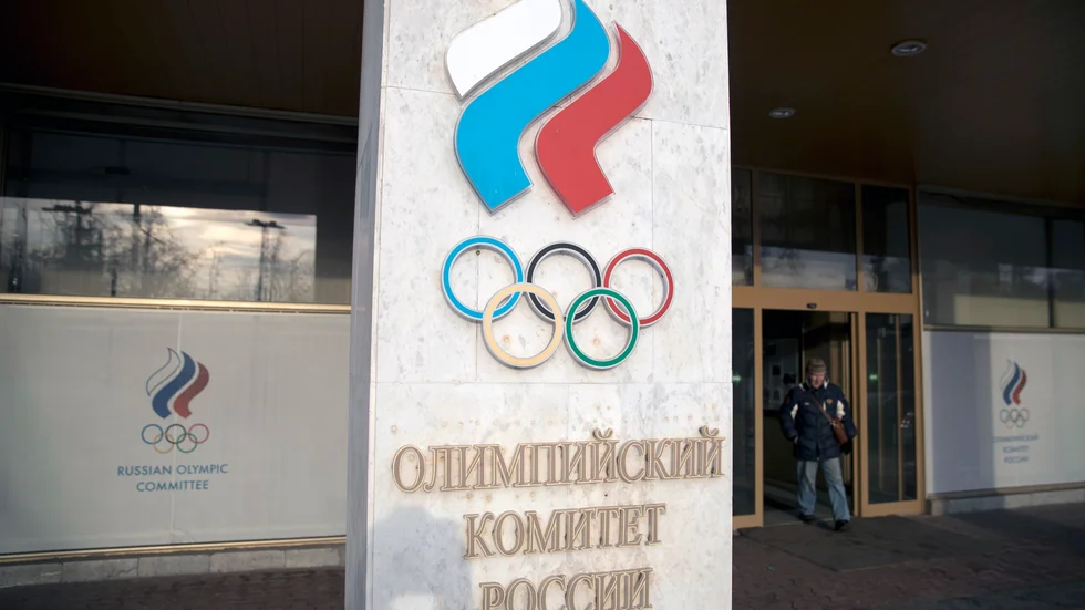 Ryska olympiska kommitténs byggnad i Moskva, Ryssland. Internationella olympiska kommittén uppmanar nu världens idrottsförbund att stoppa ryska och belarusiska idrottare och ledare från att delta i samtliga internationella tävlingar, med anledning av den ryska invasionen av Ukraina. Arkivbild.