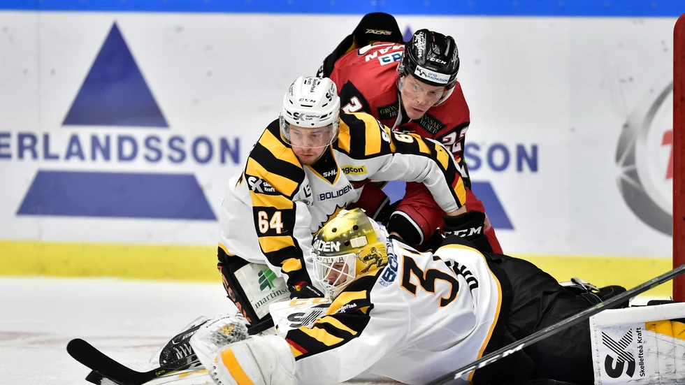 En av hjältarna. Joni Ortio spelade en väldigt stor roll när AIK gjorde en stark återkomst efter en svag första period och vann. Foto: Björn Lindgren/TT.