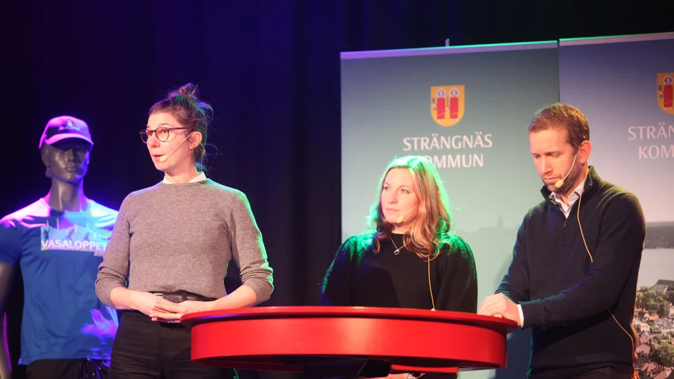 Från vänster: Johanna Nyberg, projektledare, Emma Hjelm, näringslivschef och kommunstyrelsens ordförande Jacob Högfeldt (M).