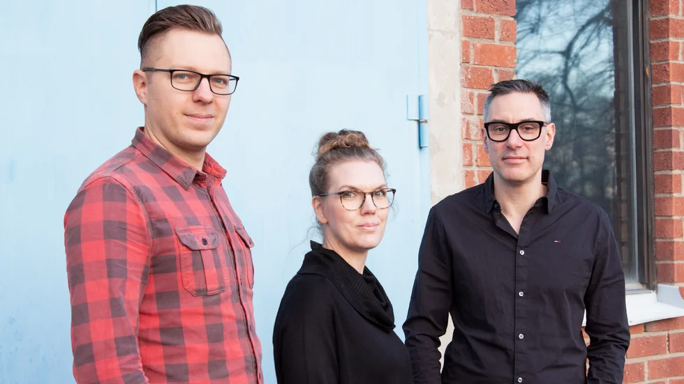 Jesper Lund, Linn Eldin och Peter Marchione på Sinnebild. 