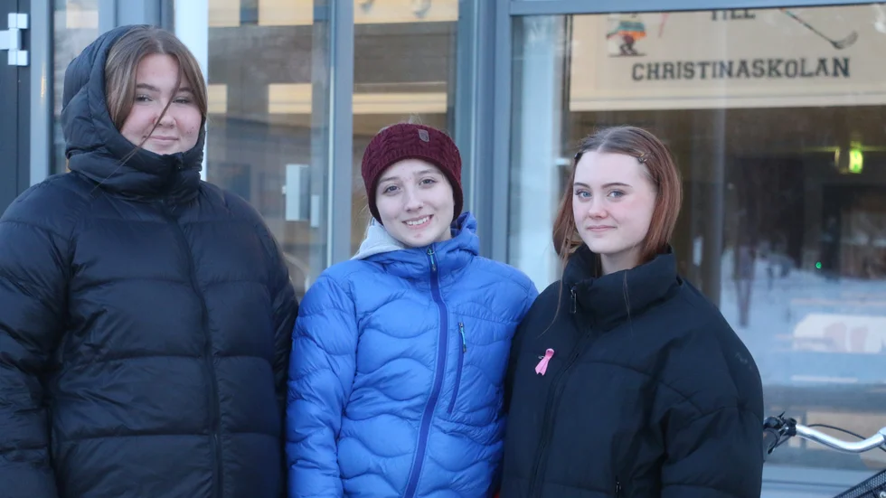 Piteå och Christinaskolan är ganska lugnt och tryggt, tycker Elina Lidman, Maja Eriksson och Svea Lundmark.