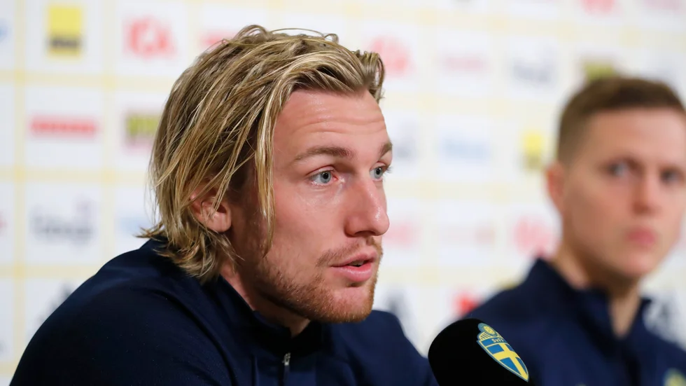 Emil Forsberg skadade sig i matchen mot Arminia Bielefeld. Arkivbild.