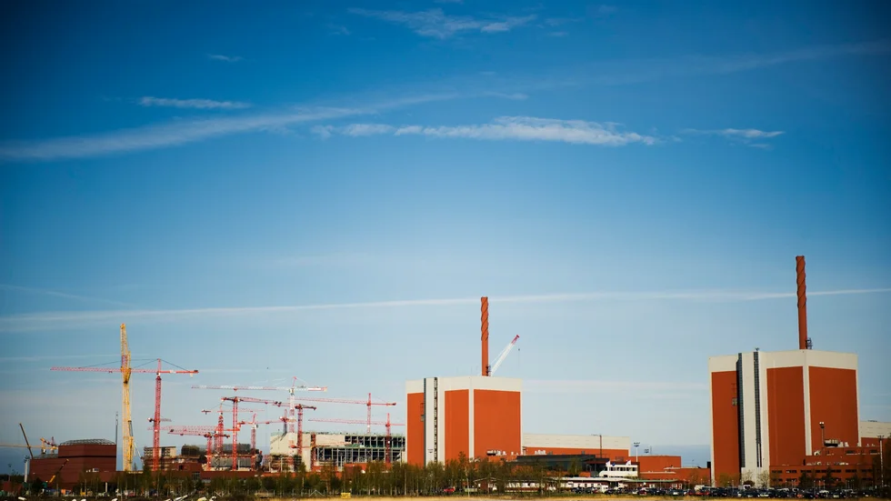 Olkiluotos kärnkraftverk under byggtiden. Arkivbild.