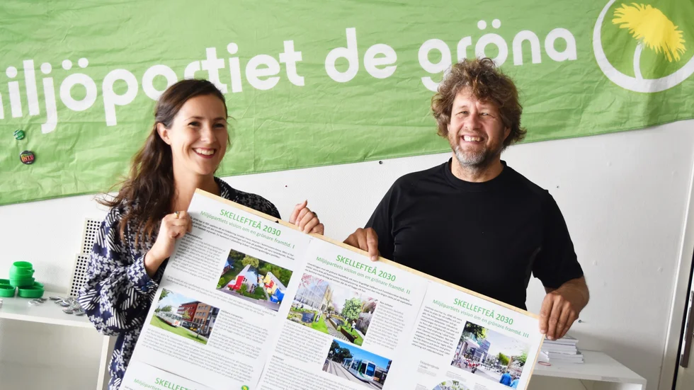 Linnea Öhman och Hans Brettschneider presenterade Miljöpartiets valmanifest. 