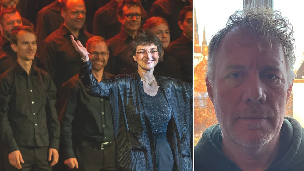 OD planerar att genomföra Capricen så snart som möjligt, meddelar körens pressansvarige Pär Sandberg, t h. På arkivbilden t v syns dirigenten Cecilia Rydinger framför delar av OD.