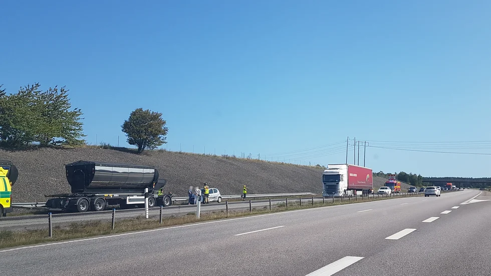 Olycka på E4 i höjd med Mjölby