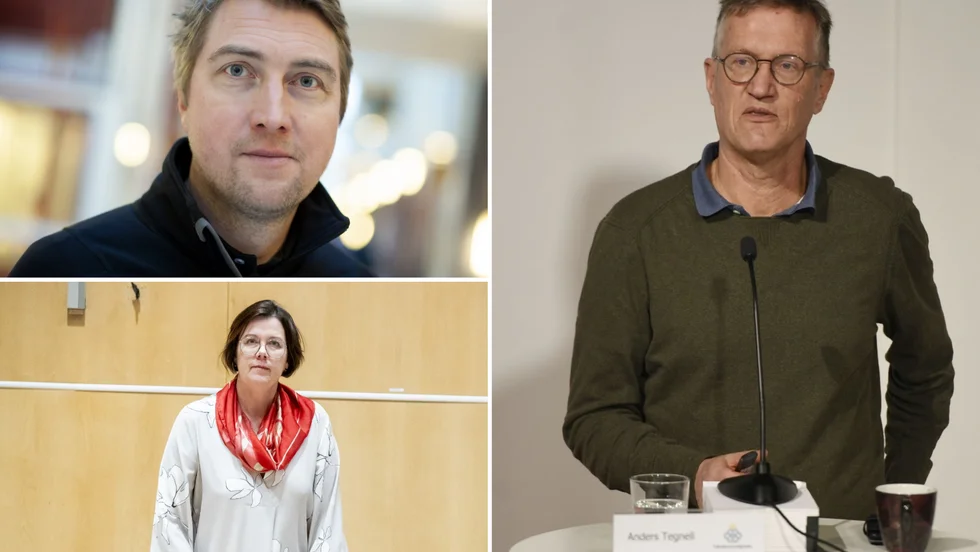 Jonas Hansson, biträdande smittskyddsläkare i Norrbotten. Pia Näsvall, häslo- och sjukvårdsdirektör och vaccinsamordnare i Region Norrbotten. Anders Tegnell, statsepidemiolog vid Folkhälsomyndigheten. 
