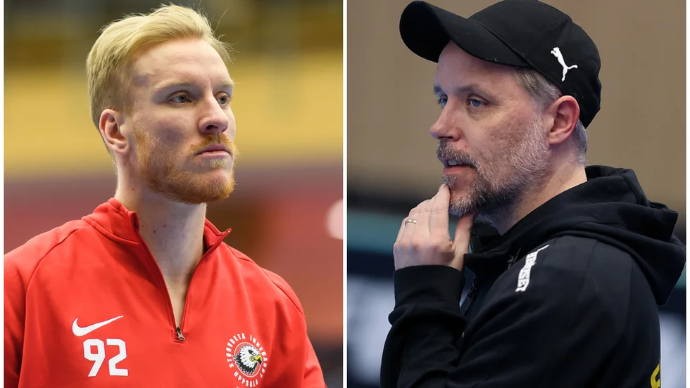 Storvretaspelaren Alexander Rudd och Sveriges förbundskapten Thomas Brottman.