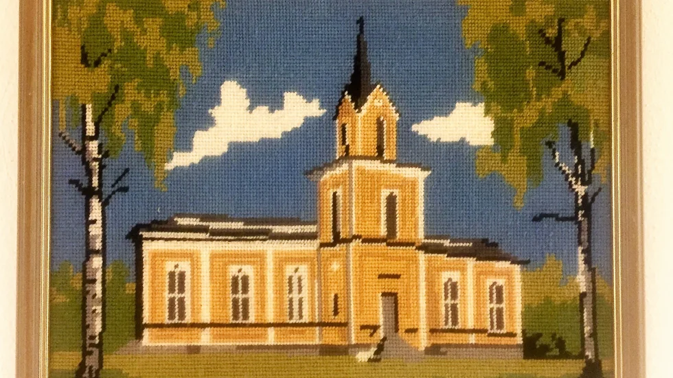 Broderi av Råneå kyrka.