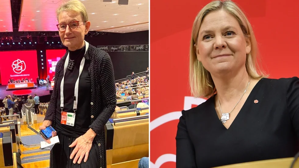 Ulla Pettersson och Magdalena Andersson på S-stämman i Göteborg.