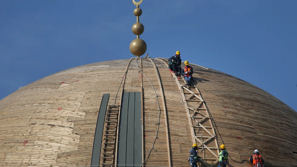 Arbetet med den nya moskén i Istanbul har pågått sedan 2017.