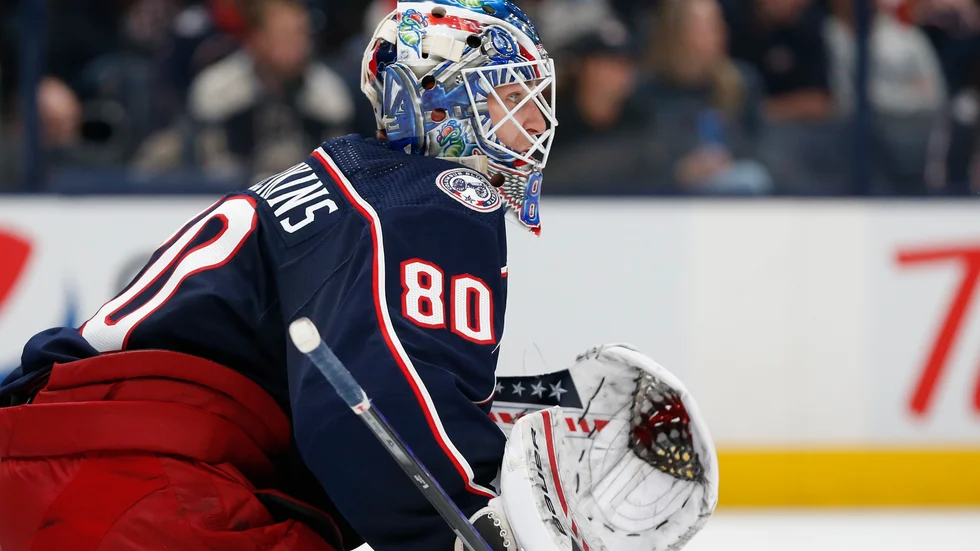Elvis Merzlikins i matchen mot Arizona.