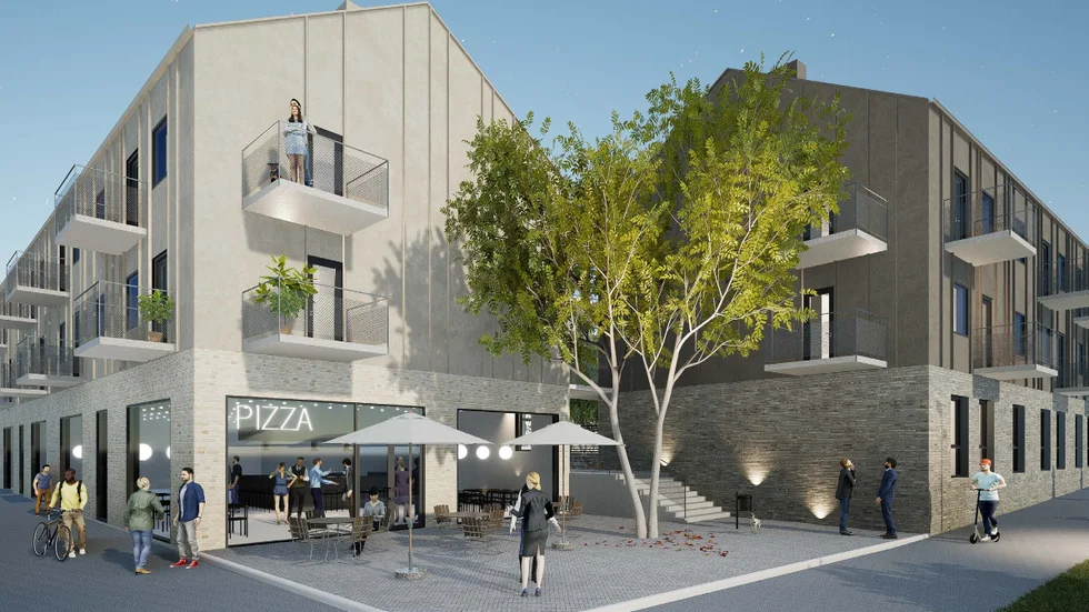 I korsningen Stensundsvägen/Industrigatan blir det ett litet torg som kommunen ska ansvara för, enligt ett nytt planförslag.