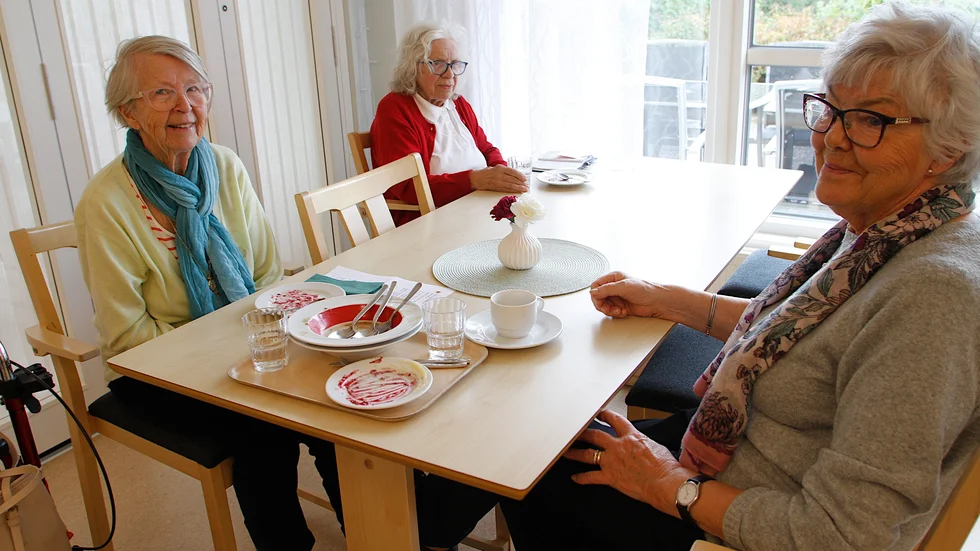 Ingeborg Höglund och Lilian Nilsson hade planerat länge att gå ut tillsammans när pandemin lättade. Vid samma bord sitter Anna-Lisa Frithz.