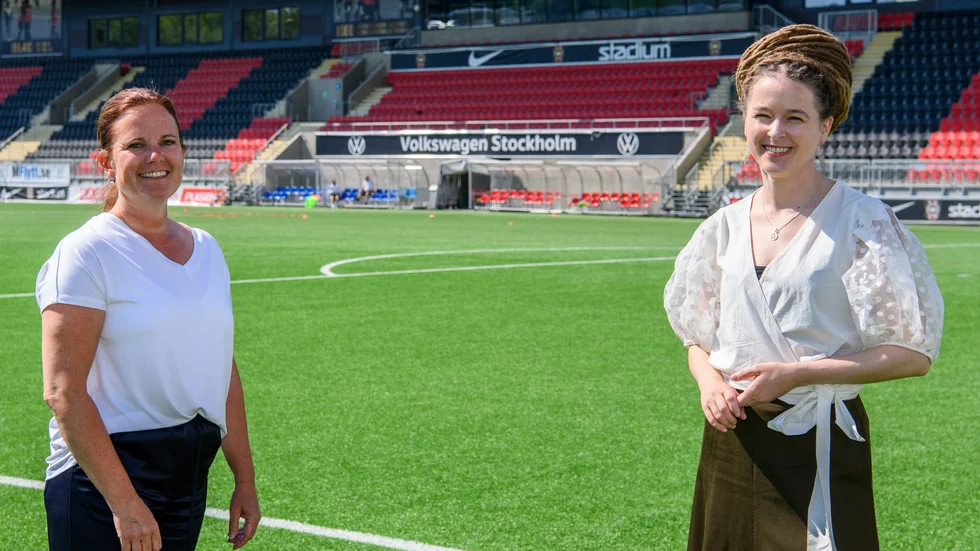 Uppsalas ordförande Linda Zillén tillsammans med kultur- och idrottsminister Amanda Lind. 
