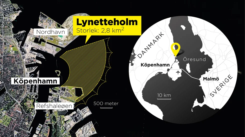 Webbkarta som visar var den konstgjorda ön ska anläggas