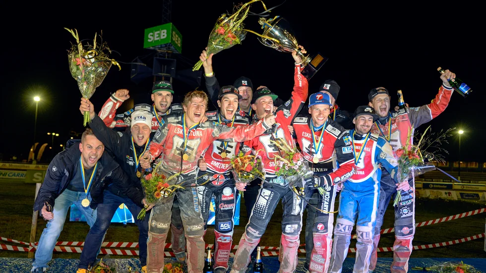 Så här såg det ut när Smederna tog sitt sensationella SM-guld i Vetlanda 2017.