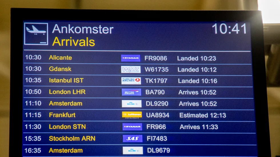 Ankomsthallen på Landvetter flygplats utanför Göteborg. Arkivbild.