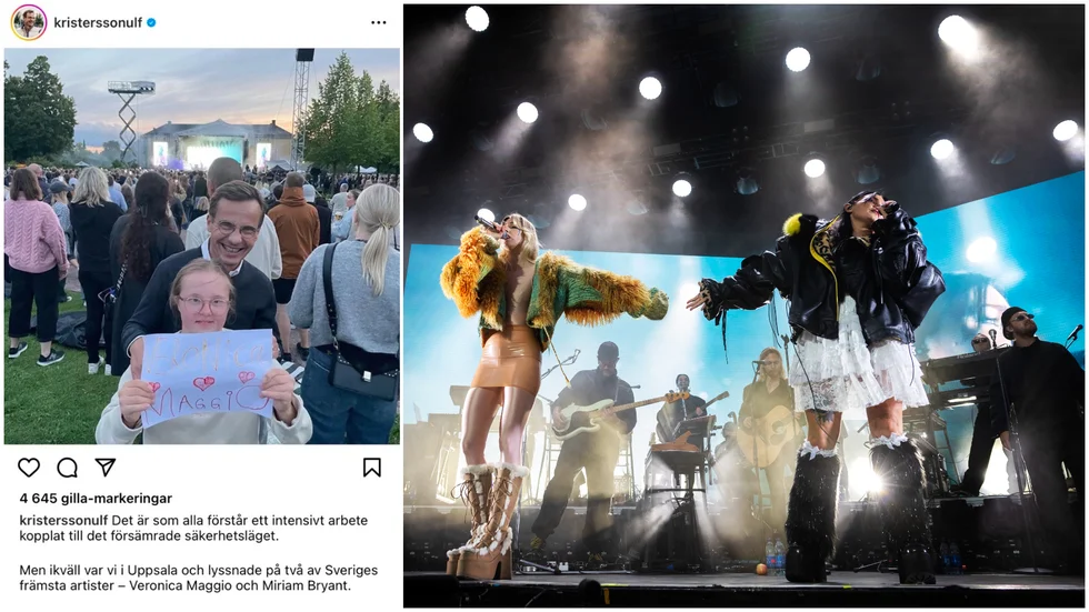 Statsminister Ulf Kristersson var en av de över 10 000 åskådare som trots säkerhetsläget begav sig till Botaniska trädgården i Uppsala för konserten med Veronica Maggio och Miriam Bryant. "Känn ingen oro, fortsätt leva era liv som vanligt", säger statsministern. "Allt jag känner är oro", skriver UNT:s krönikör Fredrik Hardenborg.