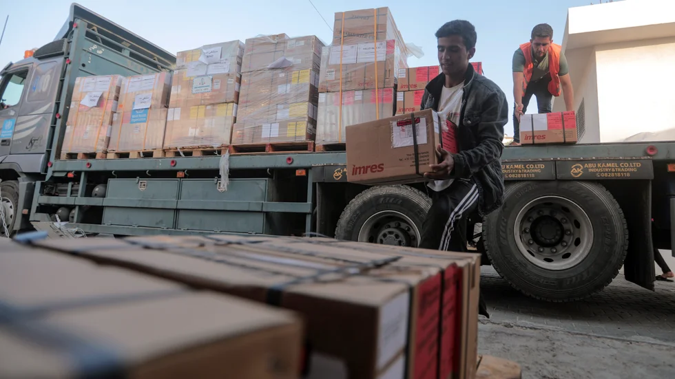 På söndagen kunde 33 lastbilar med nödhjälp rulla in i Gaza, rapporterar FN. Arkivbild.