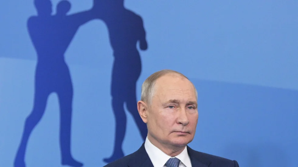 Rysslands president Vladimir Putin talar vid ett idrottsforum i Perm i oktober.
