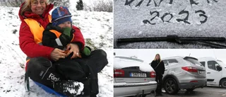 Jubel i backen när snön landade på marken