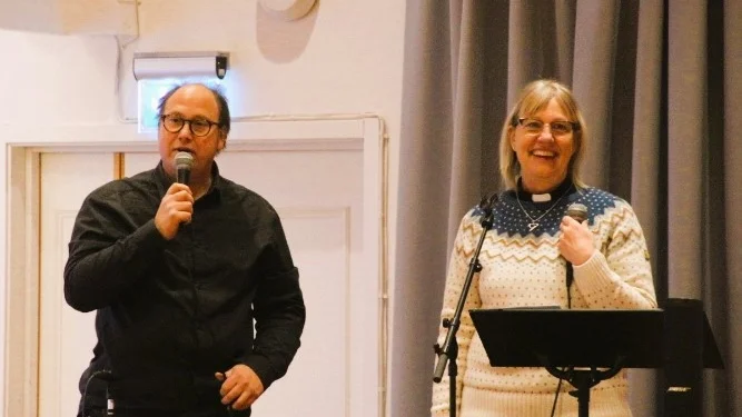 Underhållarna Jörgen Wennström och Katarina Brandlöv-Rönnbäck.
