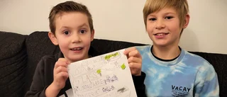 Bertil, 6, och Gustav, 11, vann i UNT:s julkalender
