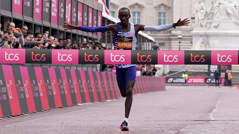 Kelvin Kiptum var även överlägsen i Londons maraton. Arkivbild.