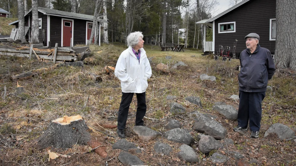 Irma och Erik Granberg beskriver det som en chock när de kom till platsen efter att träden var borta.