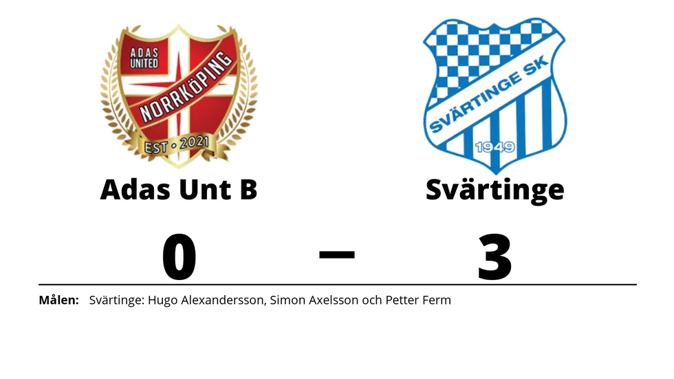 Adas United IF B förlorade mot Svärtinge SK