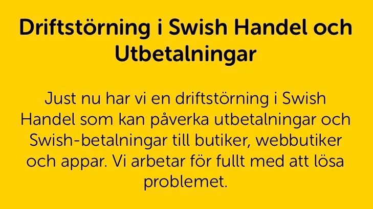 Den som går in i appen möts av ett felmeddelande.
