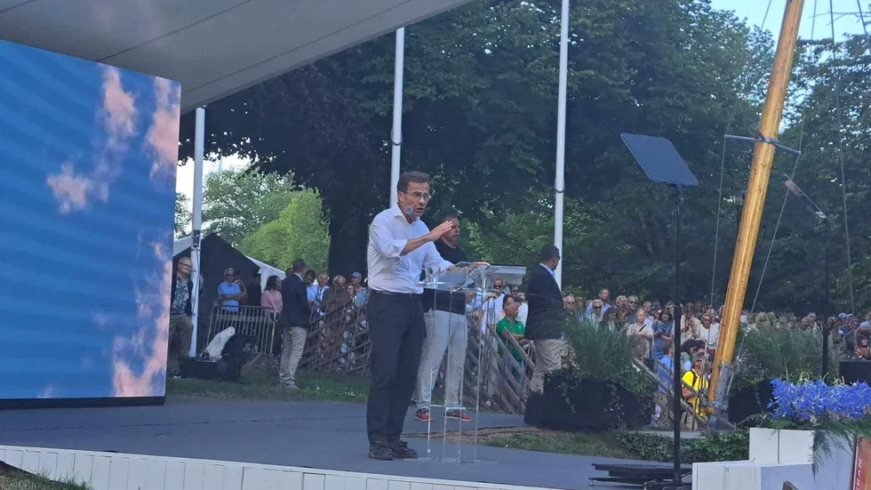 Ulf Kristersson inledde årets Almedalsmöten med sitt tal på onsdagsförmiddagen. 