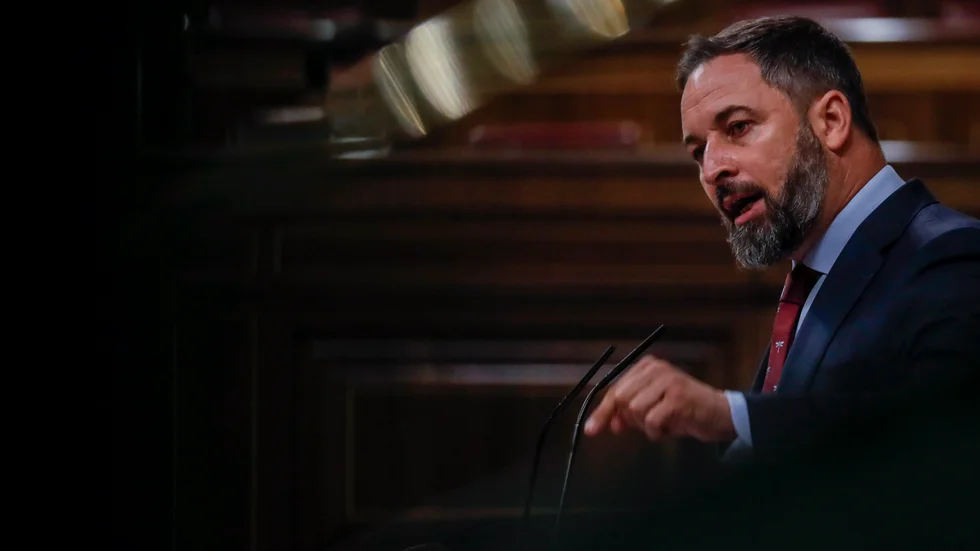 Vox partiledare Santiago Abascal. Arkivbild.
