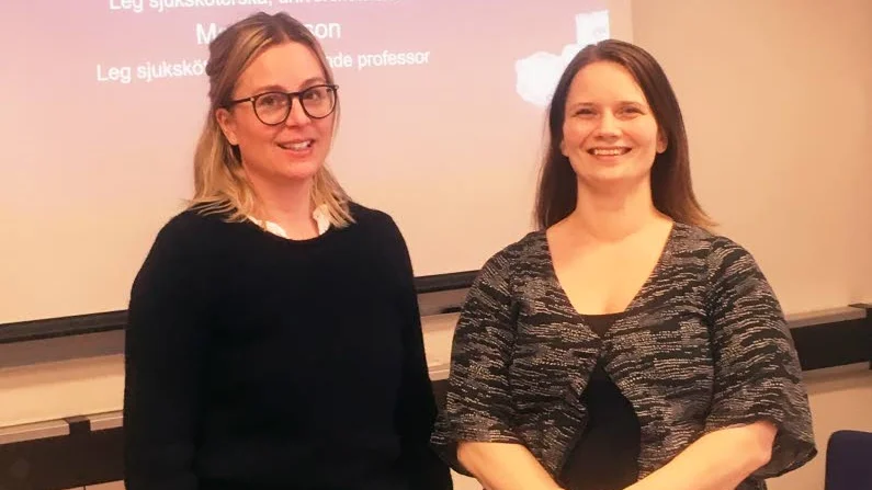 Malin Olsson och Catharina Melander från LTU föreläste om tekniken som kan användas i demensvården.