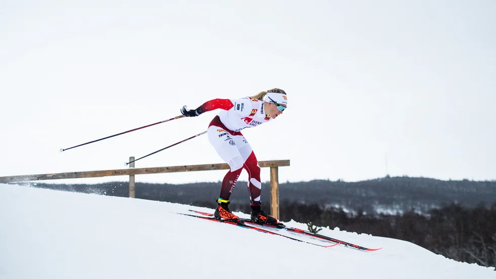 Jonna Sundling, Piteå Elit SK, stakade in som trea i sprintkvalet under lördag morgon. 