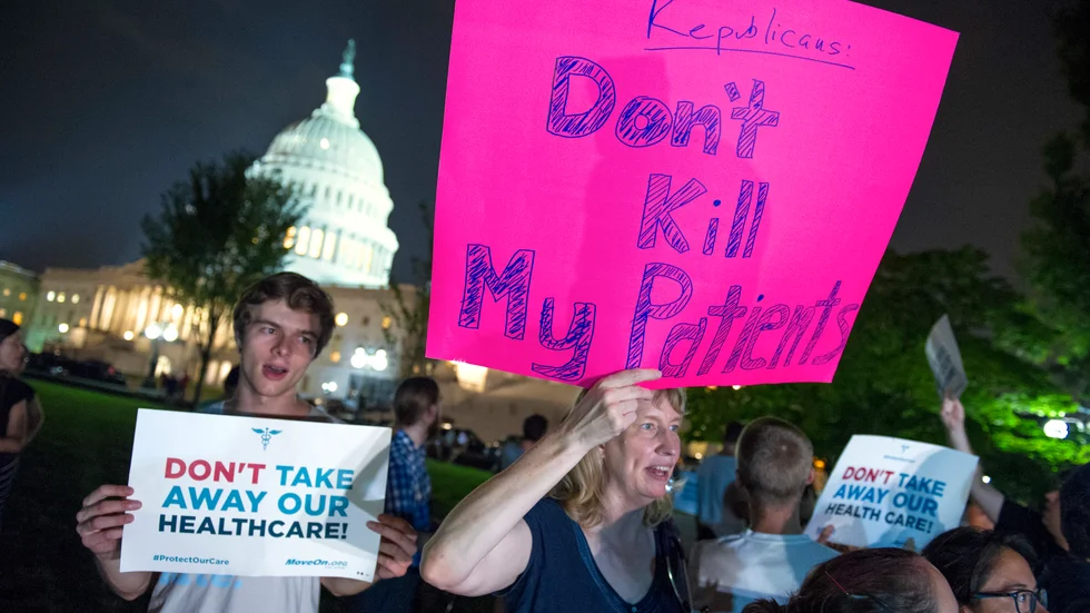Demonstrationer till stöd för sjukförsäkringslagen Obamacare i USA:s huvudstad Washington DC.