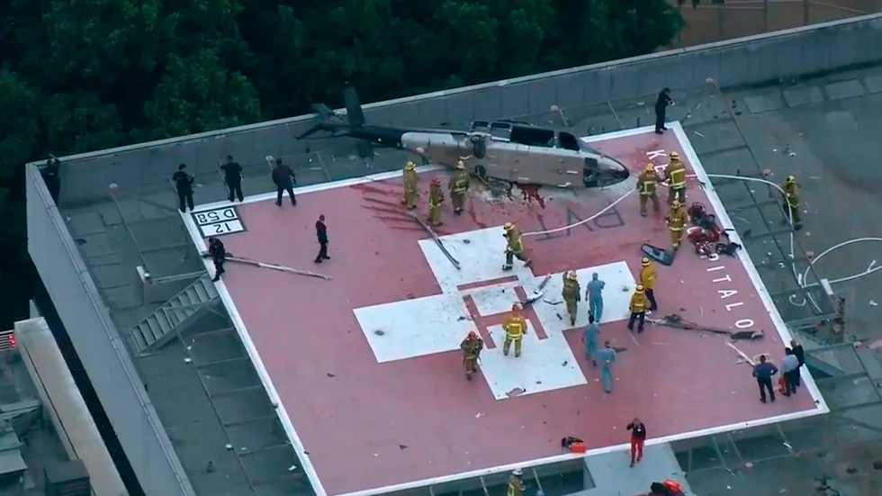 Helikoptern kraschade på Kecksjukhusets tak i förra veckan.