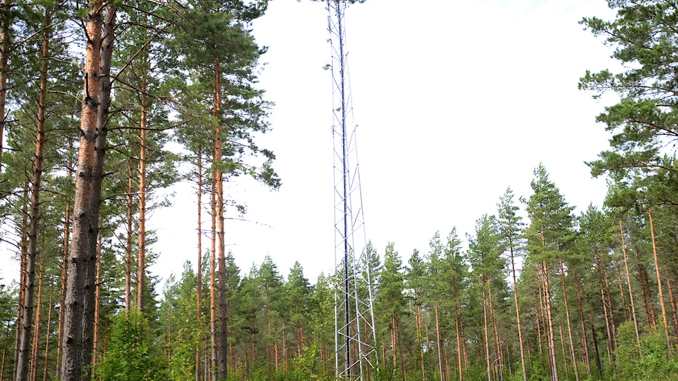 Det är den här masten intill Vennebjörkevägen som utreds innan markbytet mellan kommunen och stiftet kan avgöras.