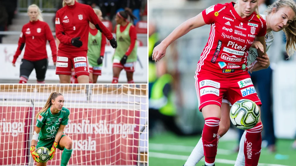 Linnea Selberg (högst upp till vänster), Moa Öhman (målvakt) och Selina Henriksson (till höger) är tre spelare som skadat korsbandet efter PIF:s guldsäsong 2018.
