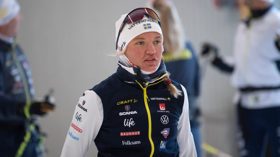 Linn Svahn under skidträning i skidtunneln i Torsby i augusti.