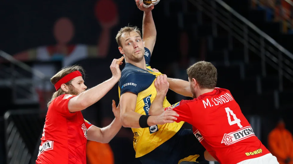 Lukas Sandell i VM-finalen mot Danmark. Arkivbild.