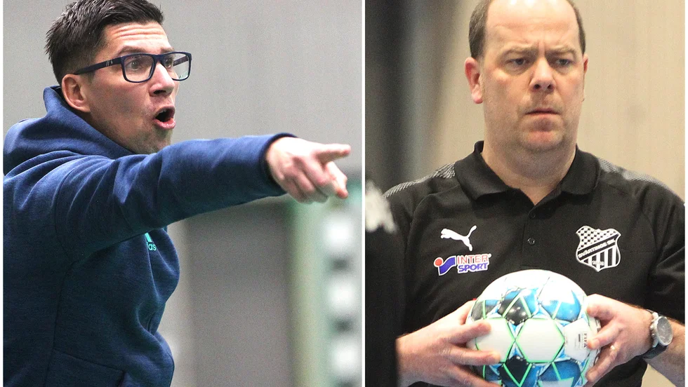 Tränarna Slaven Novoselac och Johan Stjerna inför söndagens heta derby. 