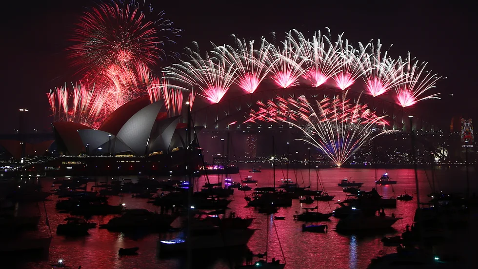 Fyrverkerier vid Sydney Harbour Bridge. Bilden är från ett tidigare år. Arkivbild.